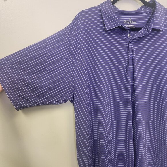 Bobby Jones Men's XXL Purple Striped Performance Polo Shirt  Golf - Picture 9 of 9